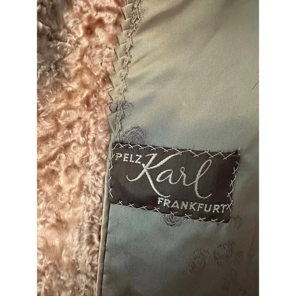 Vintage Karl Frankfurt Curly Lamb Fur Coat Mink Collar Women's Warm Outerwear - Picture 2 of 11